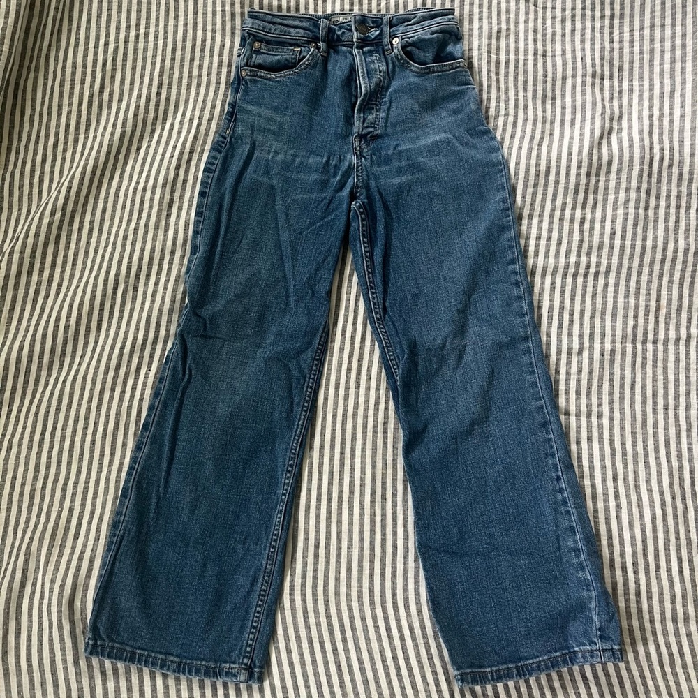 Free People High Waisted Wide Leg Crop Jeans